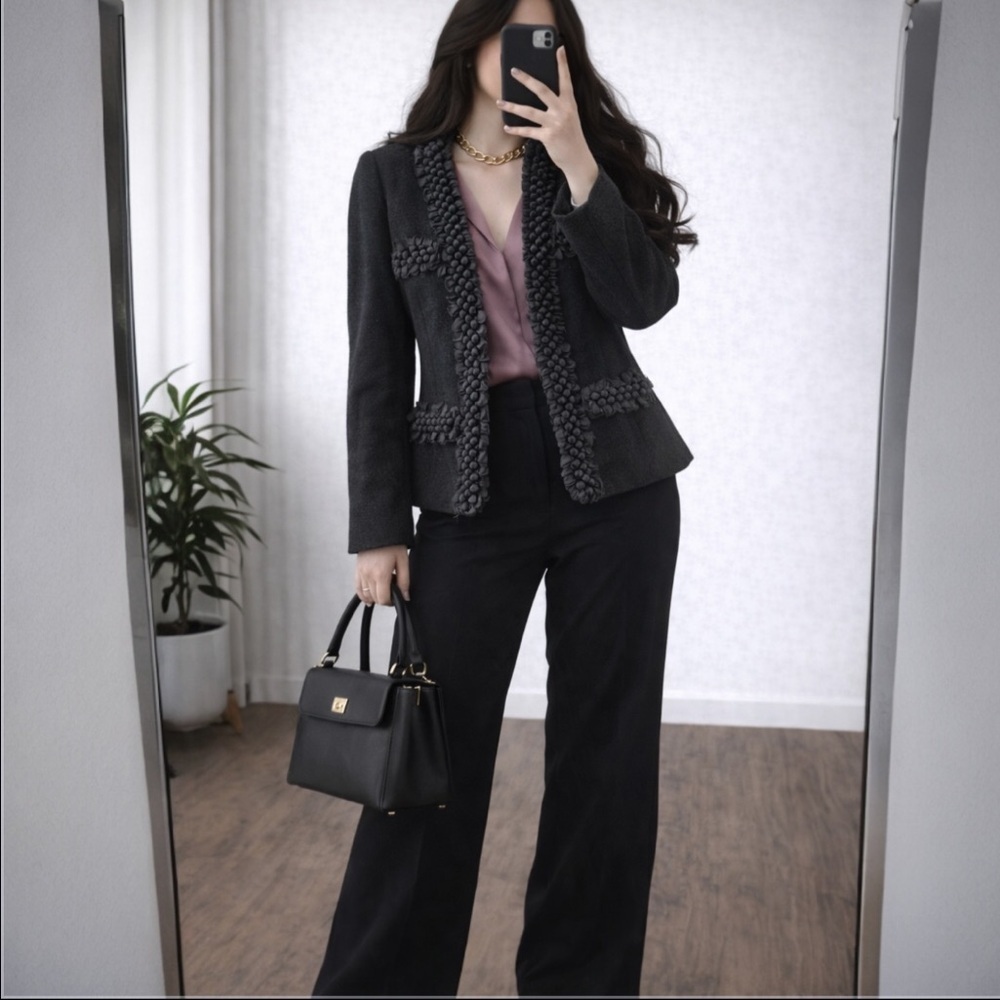 J Crew Women’s Grey 100% Wool Astrid Berry Cropped Jacket Blazer